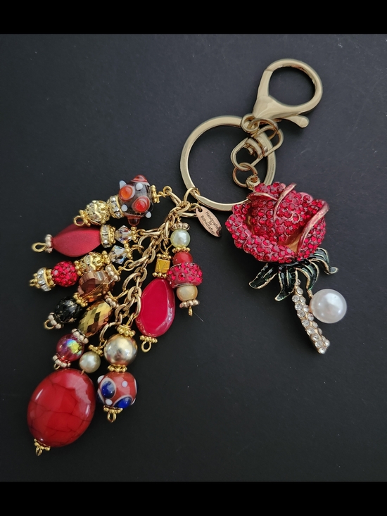 Handmade Accessories - Rose Purse Charm or Accessory Howlite Handcrafted